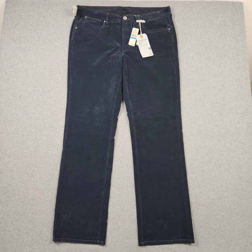 Tommy Bahama Pants 36x32 Blue Corduroy Jenson Straight Leg Pinwale Relax NEW